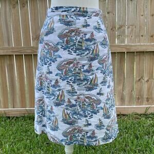 Nine West linen Sail ship print pencil skirt with pockets